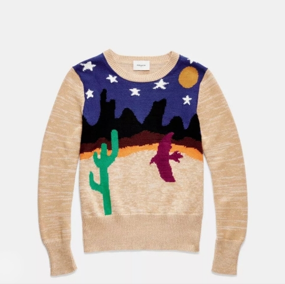 Coach Sweaters - Coach 1941 *NWOT Dessert Night Landscape Jacquard Cotton Knit Sweater Small